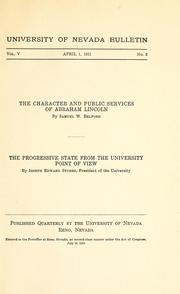 Cover of: The character and public services of Abraham Lincoln by Samuel W. Belford