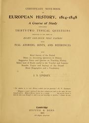 Cover of: Certificate note-book of European history, 1814-1848 by J. S. Lindsey