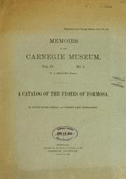 Cover of: catalog of the fishes of Formosa.