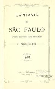 Cover of: Capitania de São Paulo, governo de Rodrigo Cesar de Menezes.