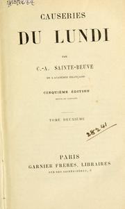 Cover of: Causeries du lundi. by Charles Augustin Sainte-Beuve