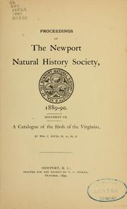 Cover of: catalogue of the birds of the Virginias | William Cabell Rives