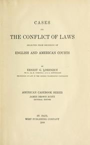 Cover of: Cases on the conflict of laws: selected from decisions of English and American courts
