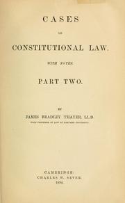 Cover of: Cases on constitutional law. by James Bradley Thayer