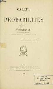 Cover of: Calcul des probablilités.