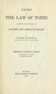 Cover of: Cases on the law of torts