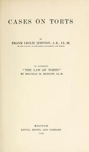 Cover of: Cases on torts by Simpson, Frank Leslie