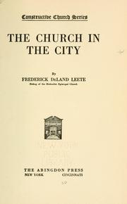 Cover of: church in the city