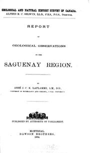 Cover of: Report of geological observations in the Saguenay region