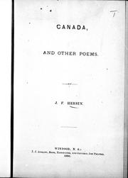 Cover of: Canada, and other poems