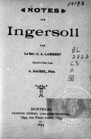 Cover of: Notes sur Ingersoll