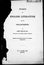 Cover of: Primer of English literature and its departments