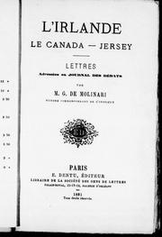 Cover of: L' Irlande, le Canada - Jersey: lettres adressées au Journal des débats