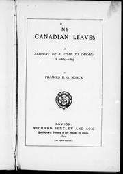 Cover of: My Canadian leaves by Frances E. O. Monck