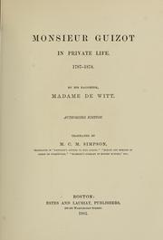 Cover of: Monsieur Guizot in private life, 1787-1874