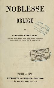 Cover of: Noblesse oblige
