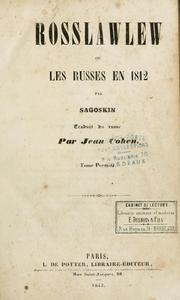 Cover of: Rosslawlew: ou, Les russes en 1812
