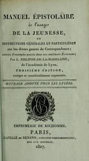 Cover of: Manuel épistolaire à l'usage de la jeunesse by Louis Philipon de la Madelaine