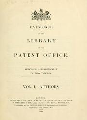 Cover of: Catalogue of the library of the Patent office.