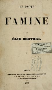 Cover of: Le pacte de famine by Élie Berthet