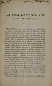 Cover of: Can local taxation be more fairly distributed? by Norton, Charles Bowyer Adderley Baron