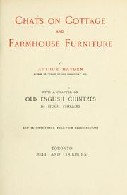 Cover of: Chats on cottage and farmhouse furniture by Arthur Hayden