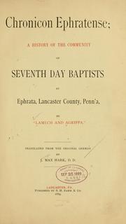 Cover of: Chronicon ephratense: a history of the community of Seventh Day Baptists at Ephrata, Lancaster County, Penn'a.