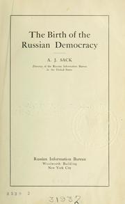 Cover of: birth of the Russian democracy