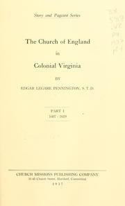 Cover of: Church of England in colonial Virginia