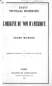 Cover of: Nouvelles recherches sur l'origine du nom d'Amérique