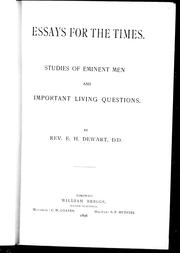 Cover of: Essays for the times: studies of eminent men and important living questions