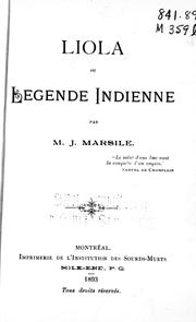 Cover of: Liola ou Légende indienne