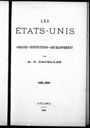 Cover of: Les Etats-Unis by Alfred Duclos DeCelles