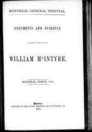 Documents and evidence relating to the case of William McIntyre