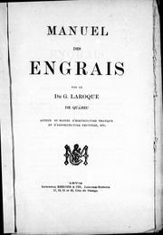 Cover of: Manuel des engrais