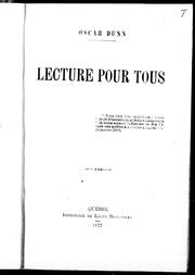 Cover of: Lecture pour tous
