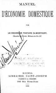 Cover of: Manuel d'économie domestique