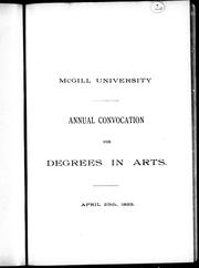 Cover of: Annual convocation for degrees in arts by 