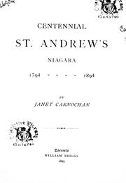 Cover of: Centennial St. Andrew's, Niagara, 1794-1894
