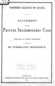 Cover of: Statement of the private shareholders' case: prepared for their committee in answer to Mr. Cumberland's memorandum.