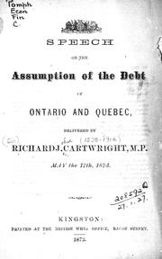 Cover of: Speech on the assumption of the debt of Ontario and Quebec