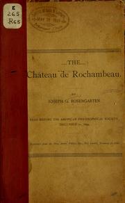 Cover of: The Château de Rochambeau. by J. G. Rosengarten