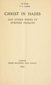 Cover of: Christ in Hades and other poems by Stephen Phillips