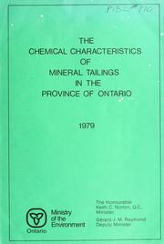 Cover of: chemical characteristics of mineral tailings in the province of Ontario