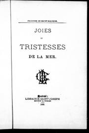 Cover of: Joies et tristesses de la mer
