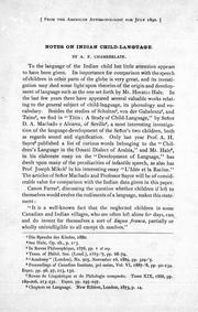 Cover of: Notes on Indian child-language by by A. F. Chamberlain.