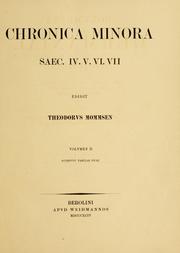 Cover of: Chronica minora saec. IV. V. VI. VII