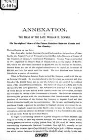 Cover of: Annexation: the ideas of the late William H. Seward