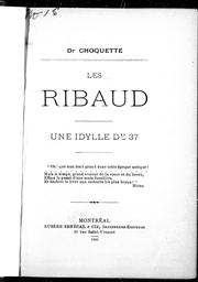 Cover of: Les Ribaud: une idylle de 37