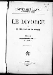 Cover of: Le divorce et la séparation de corps: thèse
